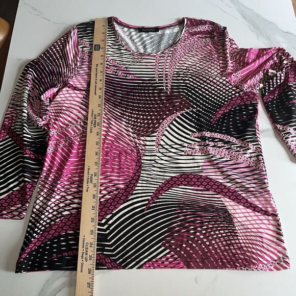 Sunday Artsy Geometric Asymmetrical Striped Top Long Sleeve Shirt Size Large ? - Picture 5 of 13